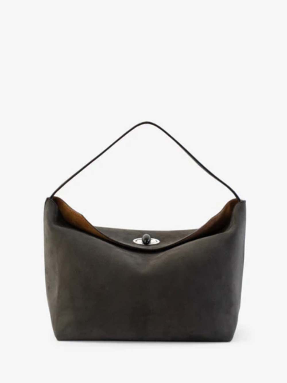 NWT Christopher Esber Turnlock Suede Shoulder Bag ash grey